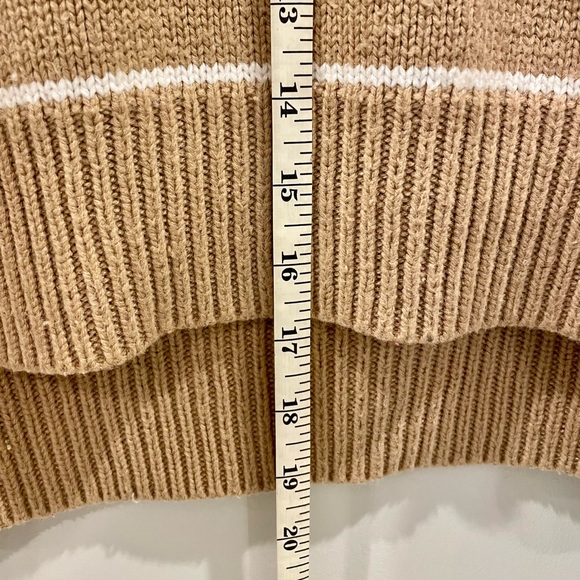 T Tahari Saddle Stripe Long Sleeve Khaki Sweater - Picture 4 of 6